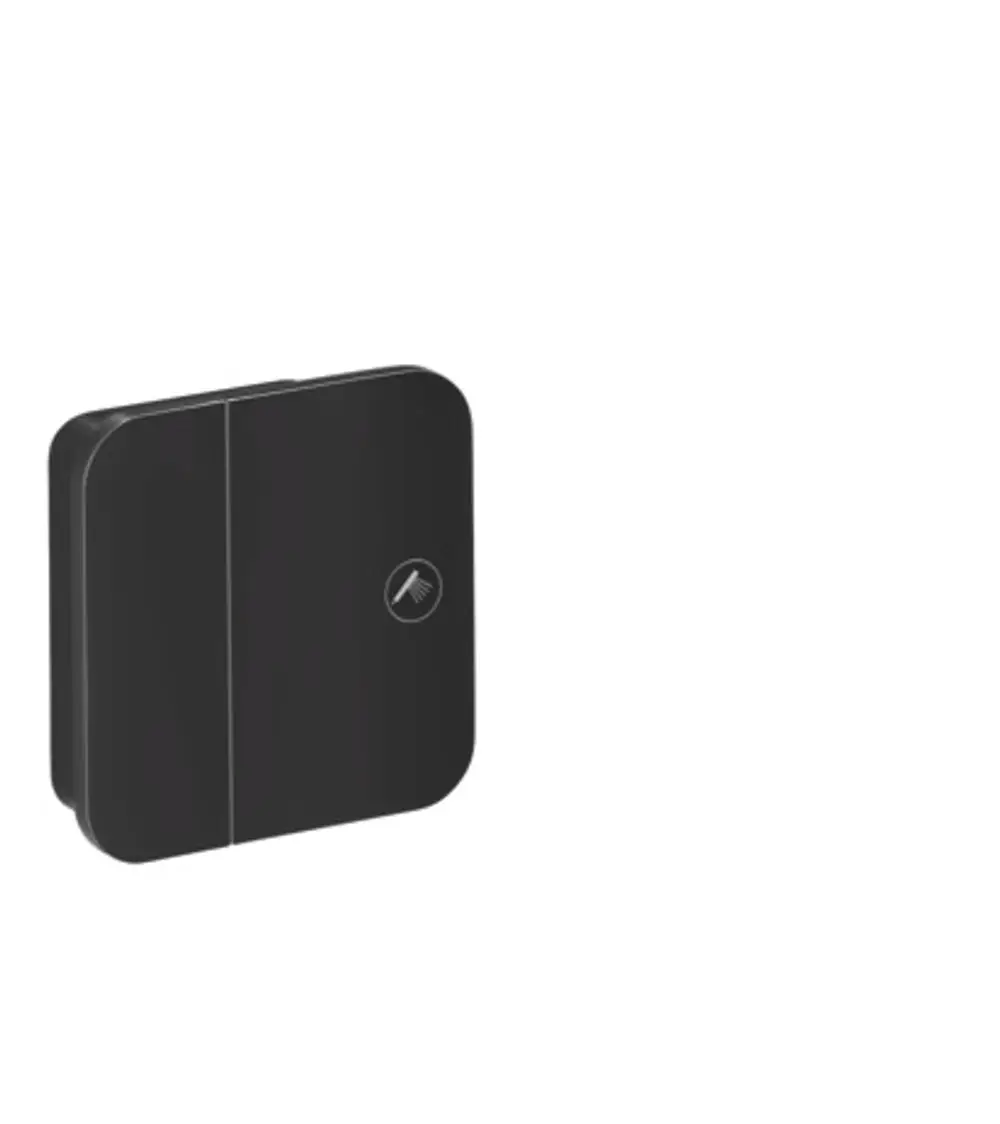 AXOR Unterputzventil in mattschwarz, mit einfacher Bedienoberfläche und minimalistischem Design, dargestellt vor hellem Hintergrund.